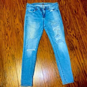 american eagle super stretch x jeans with holes